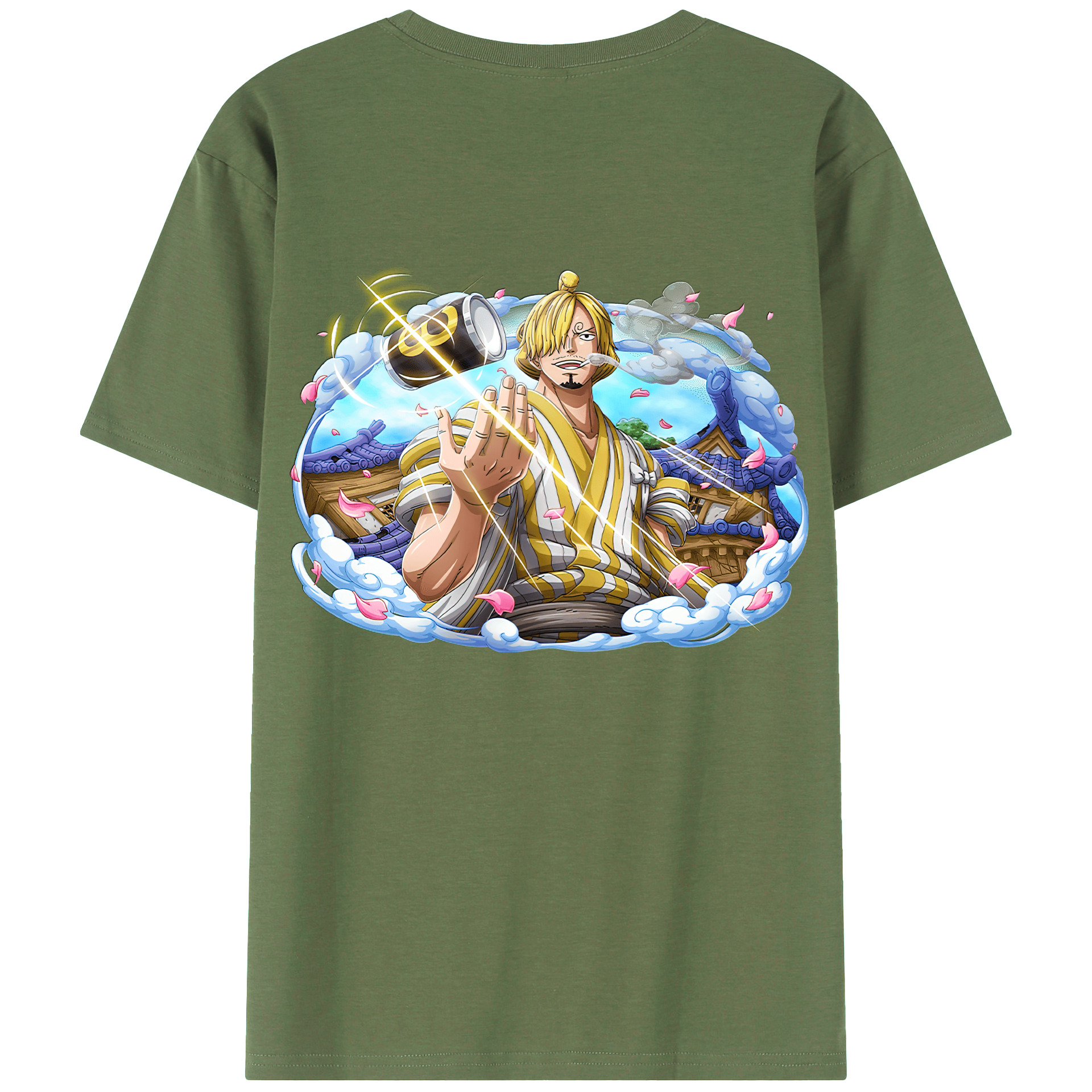 （画像用） ワンピース サンジ ONE PIECE Sanji 綿100％ メンズ半袖Tシャツ（バックプリント） 通気性